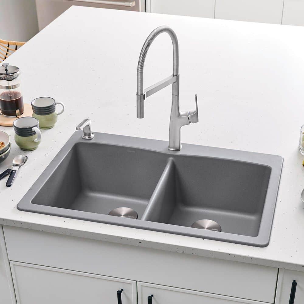 Diamond SILGRANIT 33" L x 22" W Double Bowl Drop-In/Undermount Kitchen Sink