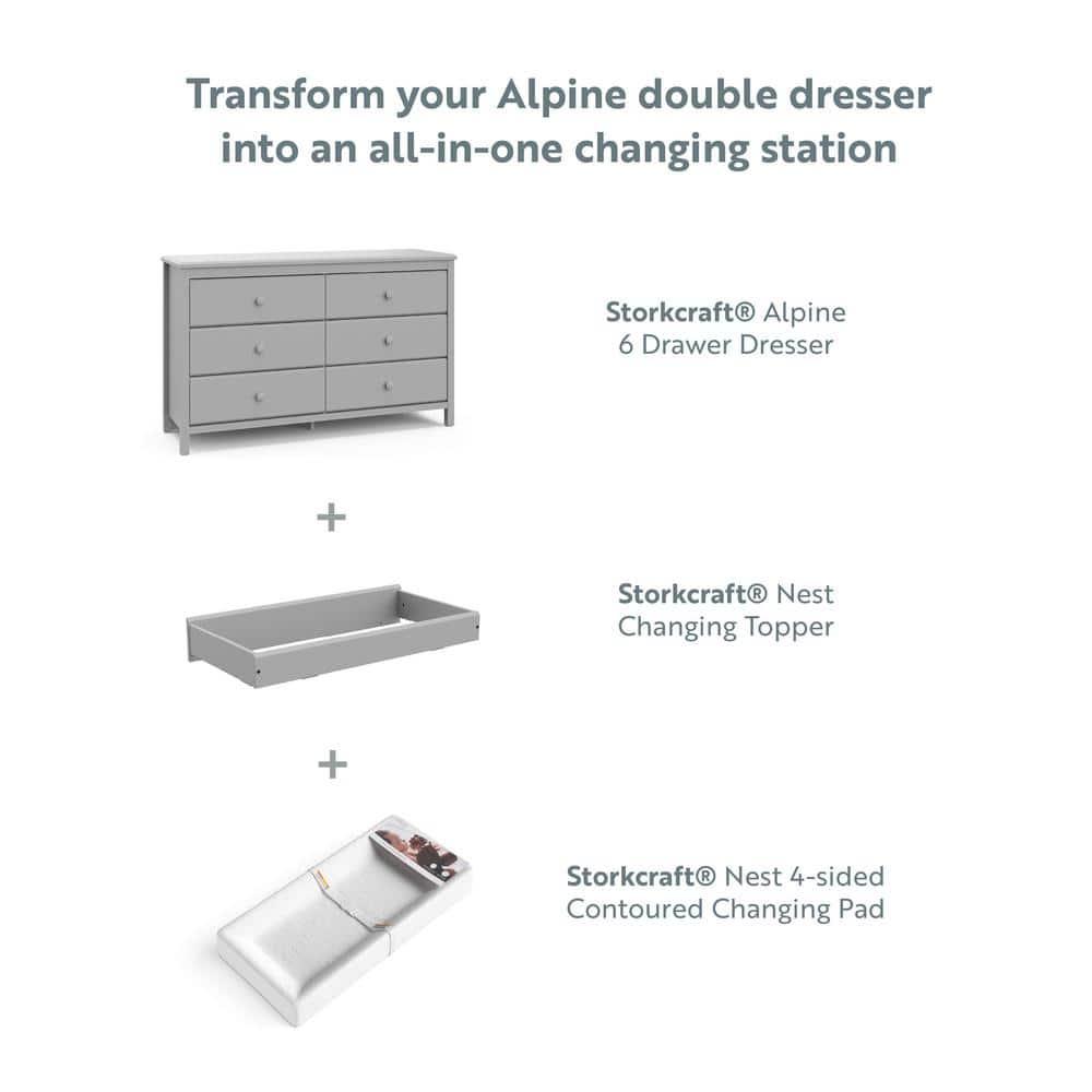 Alpine 6 Drawer Double Dresser
