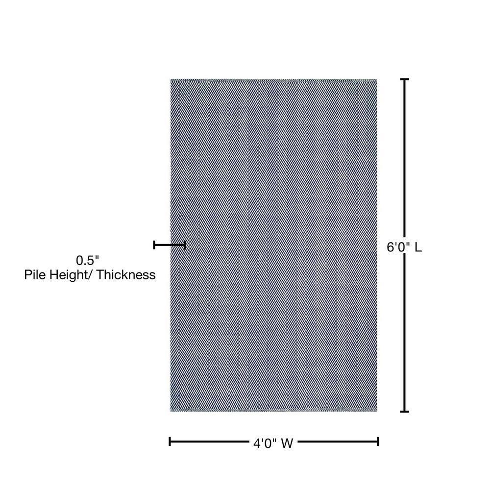 nuLOOM 4'x6' Hand Loomed Kimberley Area Rug Navy: Contemporary Stripe, Low Pile, Indoor Cotton Rug