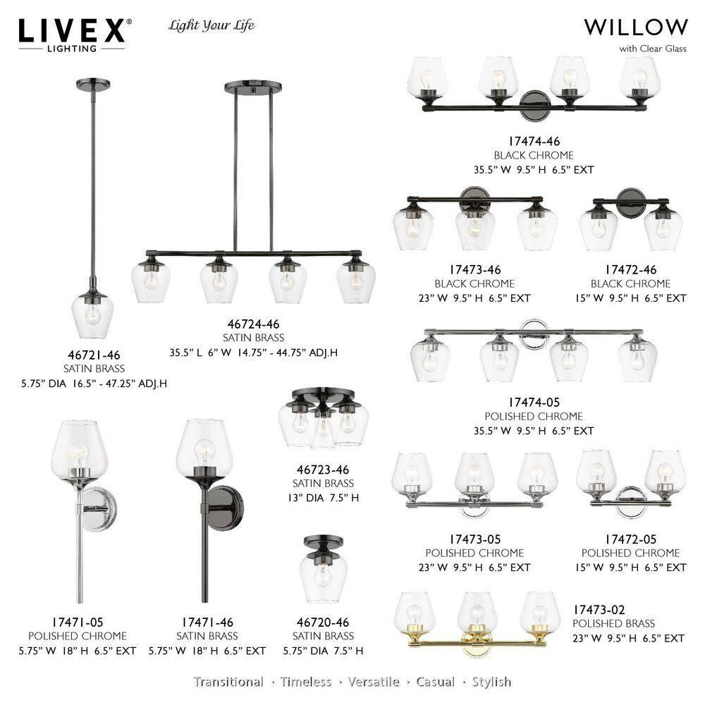 Livex Lighting Willow 3 - Light Flush Mount in  Black Chrome