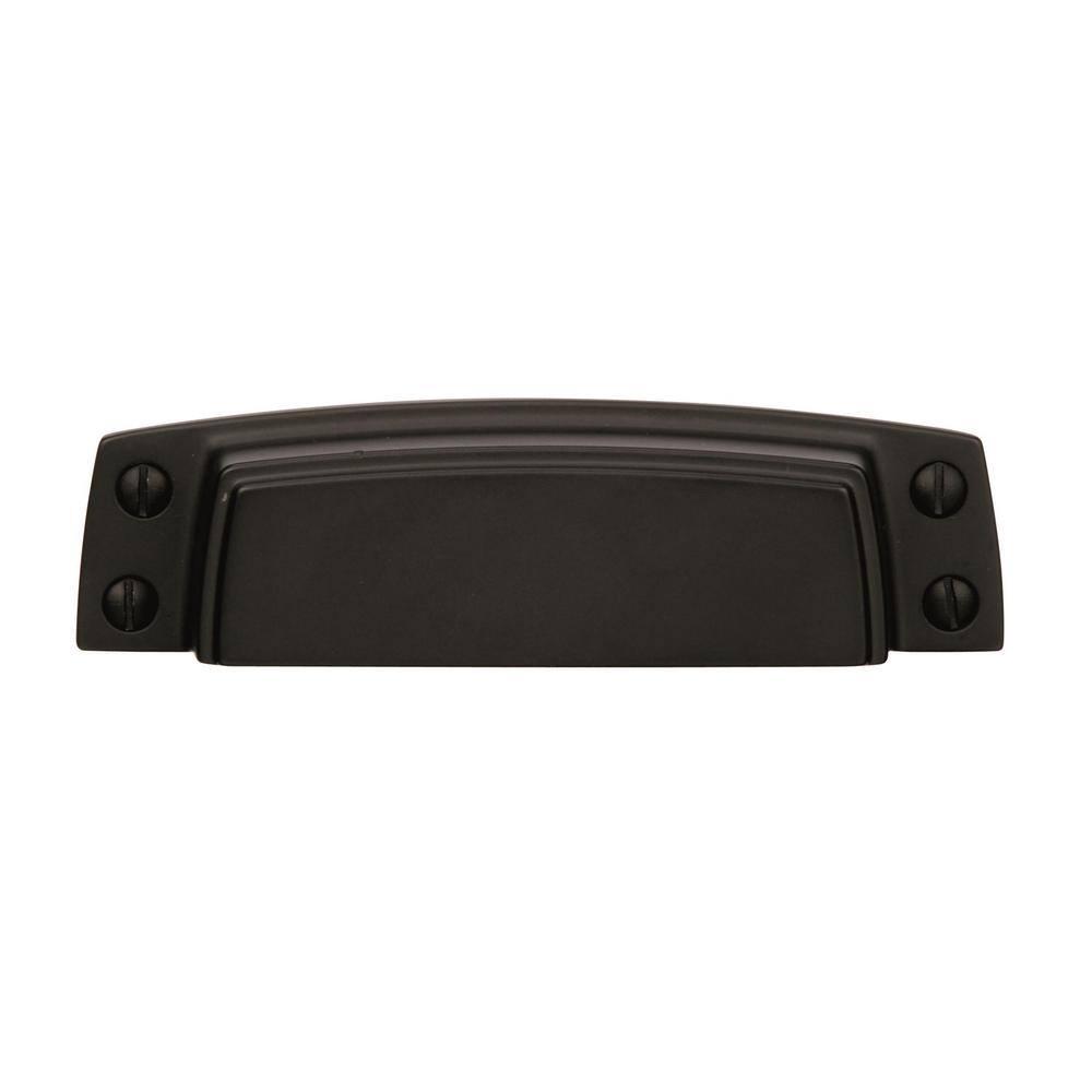 Amerock Highland Ridge 3-1/2 inch (89mm) Center-to-Center Black Bronze Cabinet Cup Pull