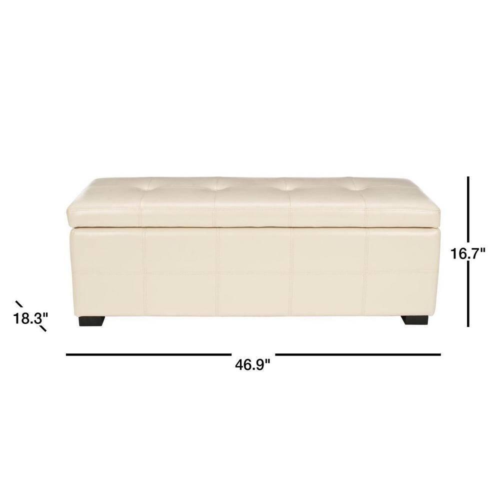 Maiden Tufted Storage Bench Large - Flat Cream - Safavieh