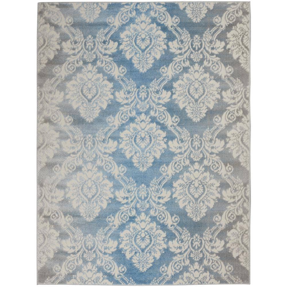 Nourison Elation ETN03 Indoor only Area Rug - Ivory Blue 5'3" x 7'3"