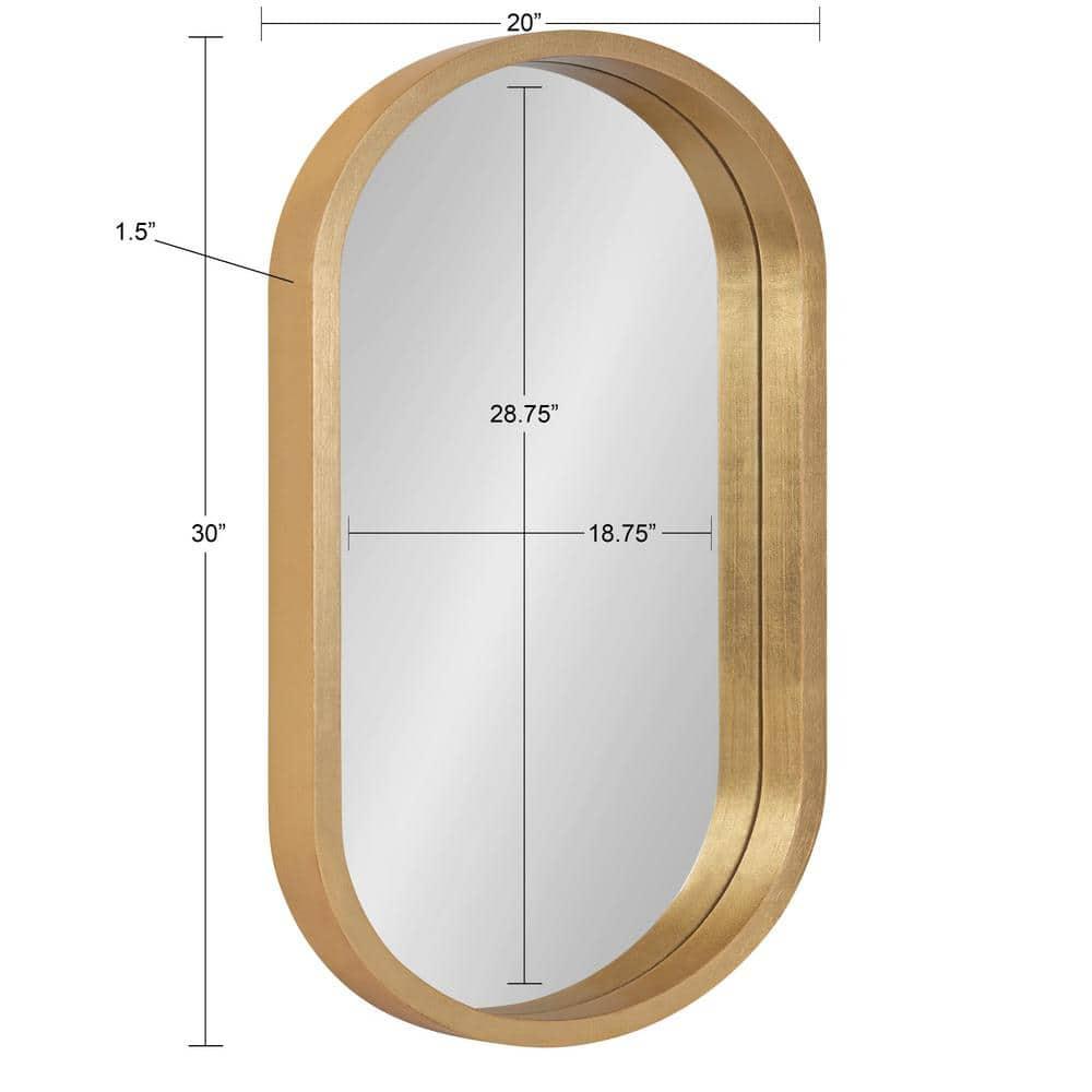 20" x 30" Travis Oval Wall Mirror Gold - Kate & Laurel: Modern Bathroom Vanity Decor