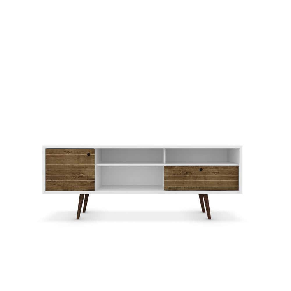 Liberty 70.86" Mid-Century Modern TV Stand with 4 Shelving Spaces and 1 Drawer  with Solid Wood Legs