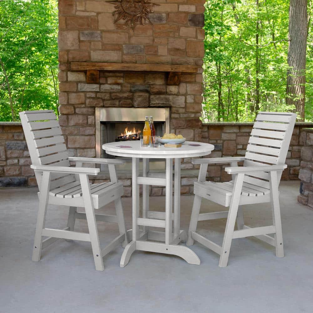 Highwood's 36" Round 3-pc Weatherly Dining Set - Counter Height, Outdoor, Eco-friendly, Synthetic Wood