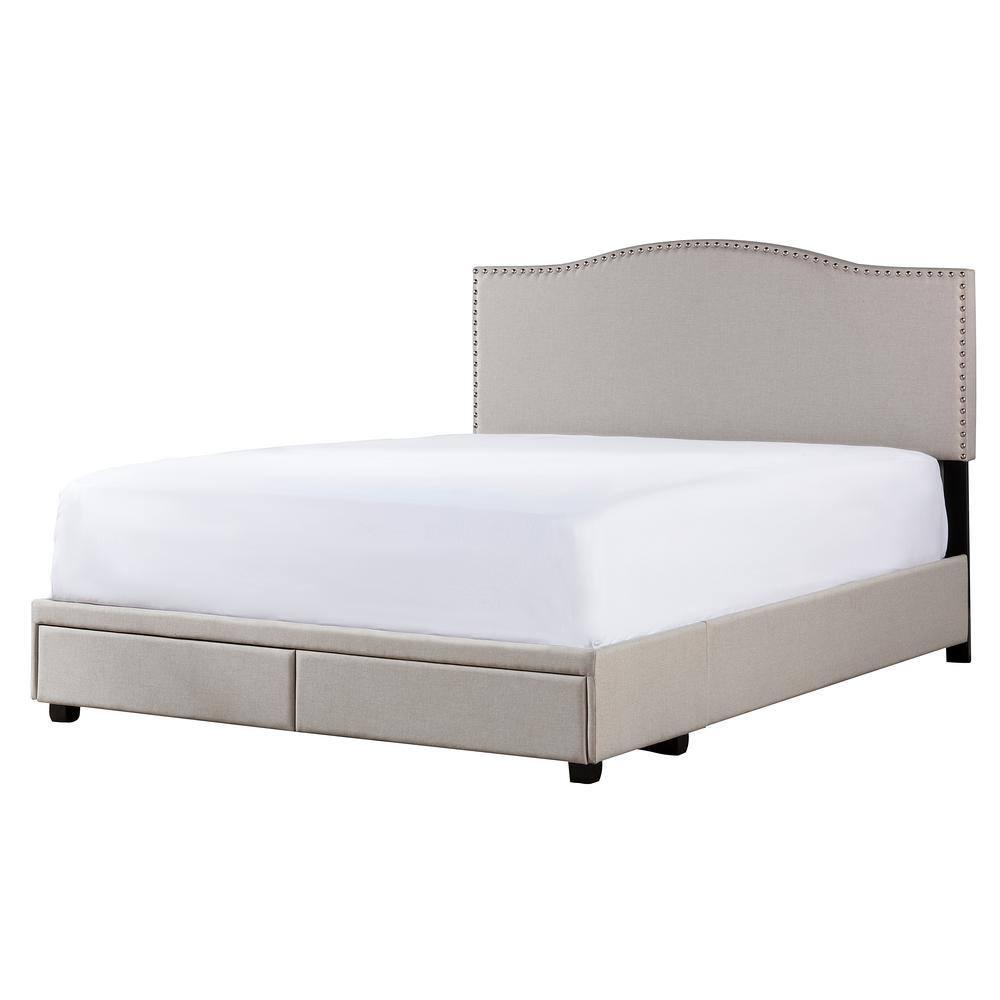 King Kiley Upholstered Storage Bed Gray - Hillsdale Furniture: Polyester, Foam-Filled, Wood Frame, Transitional Style