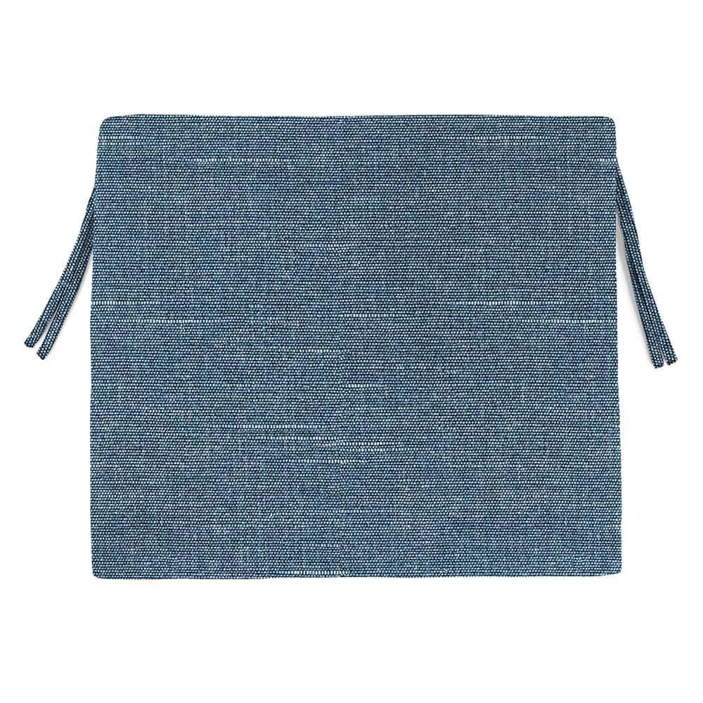 Jordan Manufacturing 17" x 19" Tory Denim Blue Crosshatch Rectangular Outdoor Chair Pad Seat Cushion with Ties