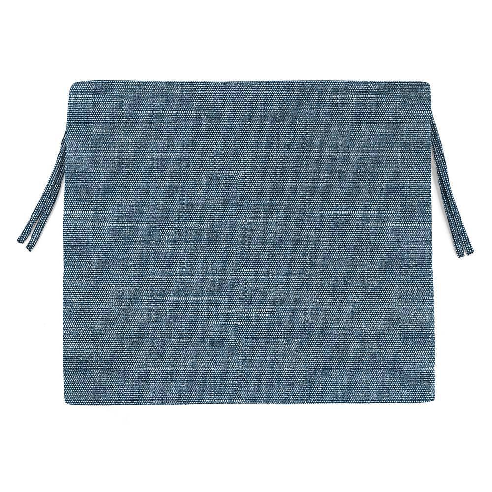 Jordan Manufacturing 17" x 19" Tory Denim Blue Crosshatch Rectangular Outdoor Chair Pad Seat Cushion with Ties
