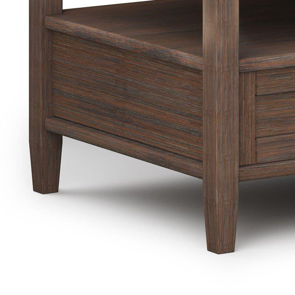 Simpli Home Warm Shaker 48"W Solid Wood Coffee Table with Two Storage Drawers and Open Shelf