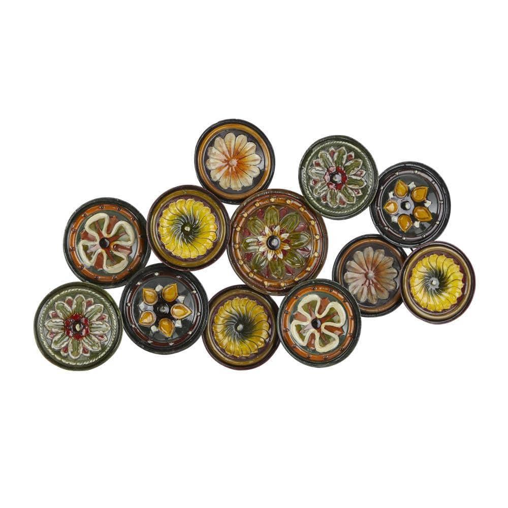 DecMode Multi Colored Metal Plate Wall Decor with Spanish Designs