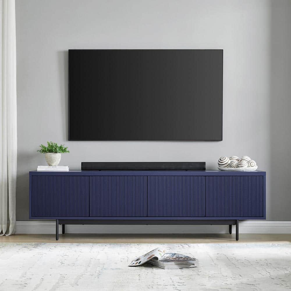 Evelyn&Zoe Whitman Rectangular TV Stand for TV's up to 75", Dark Blue