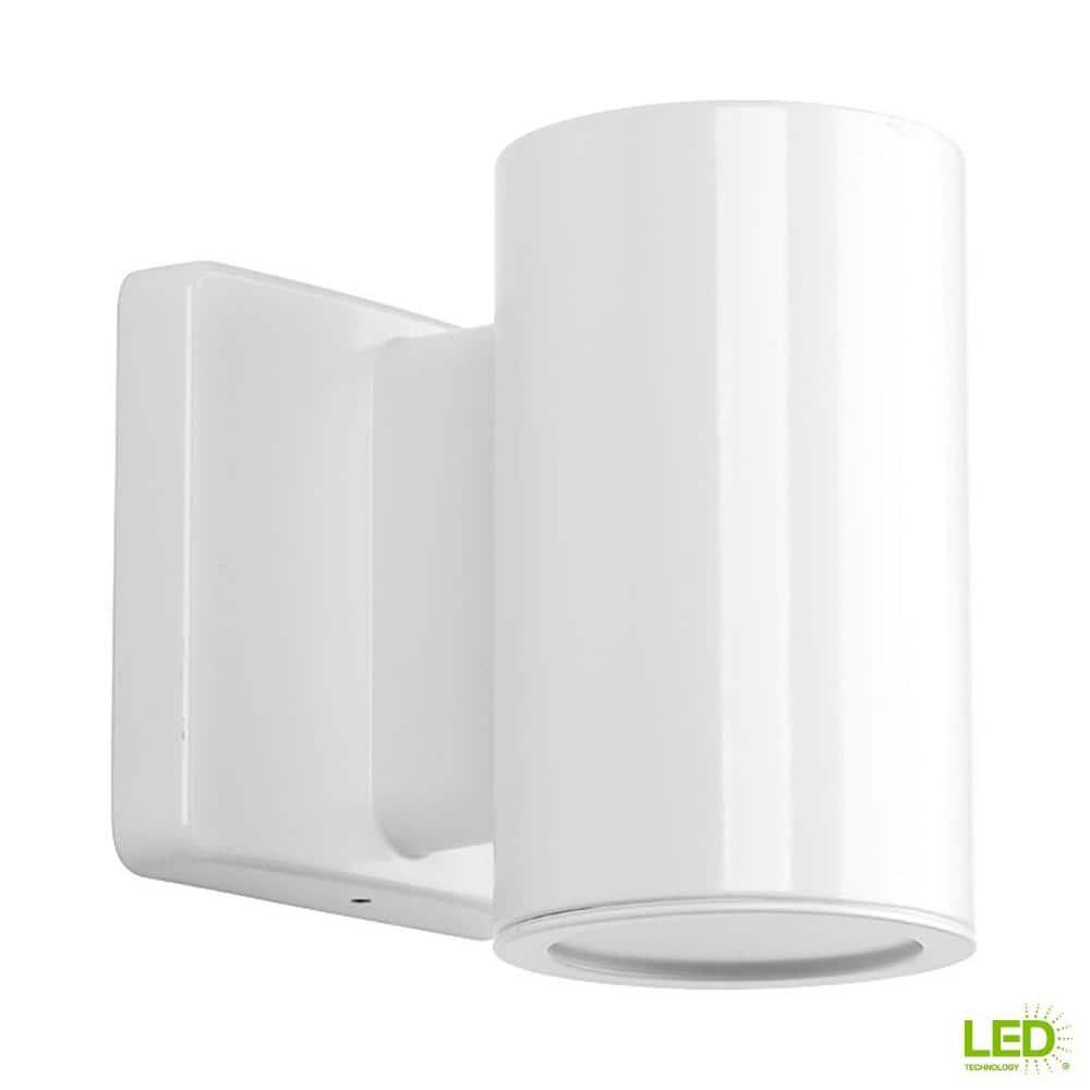 Progress Lighting Cylinders 1-Light Outdoor Wall Light in White Aluminum with Shade