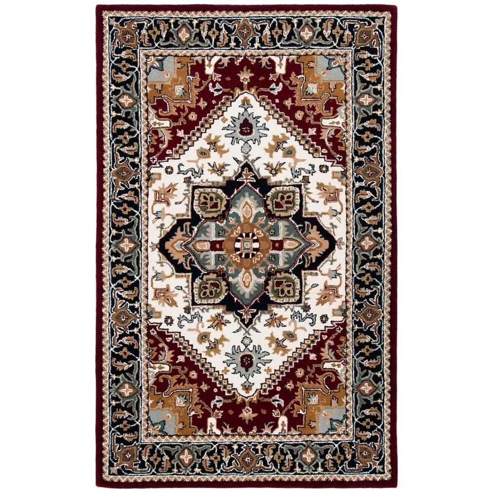 Heritage HG625 Handmade Area Rug - 5'x8' - Ivory/Red - Safavieh