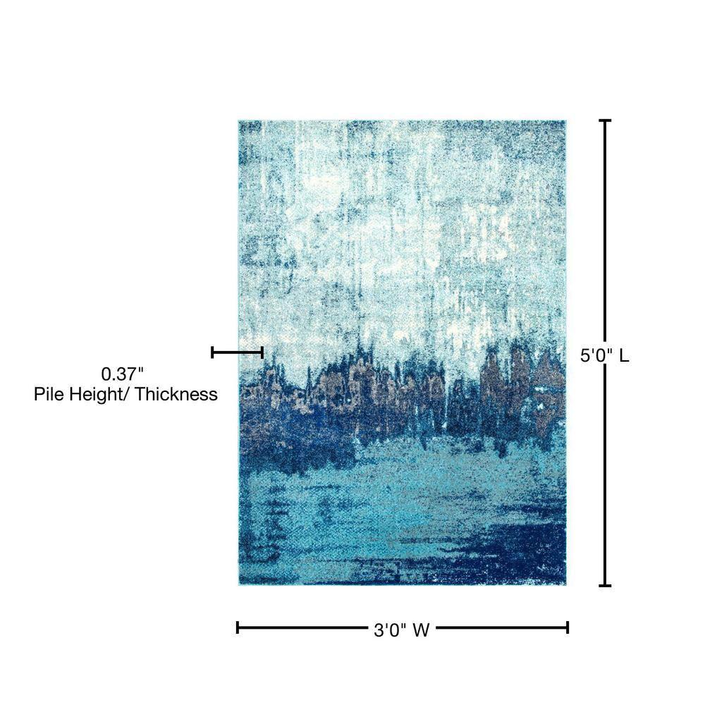 Nuloom Alayna Abstract 3x5 Accent Indoor Area Rug for Living Room Bedroom Dining Room Entryway Kitchen, Blue/Ivory