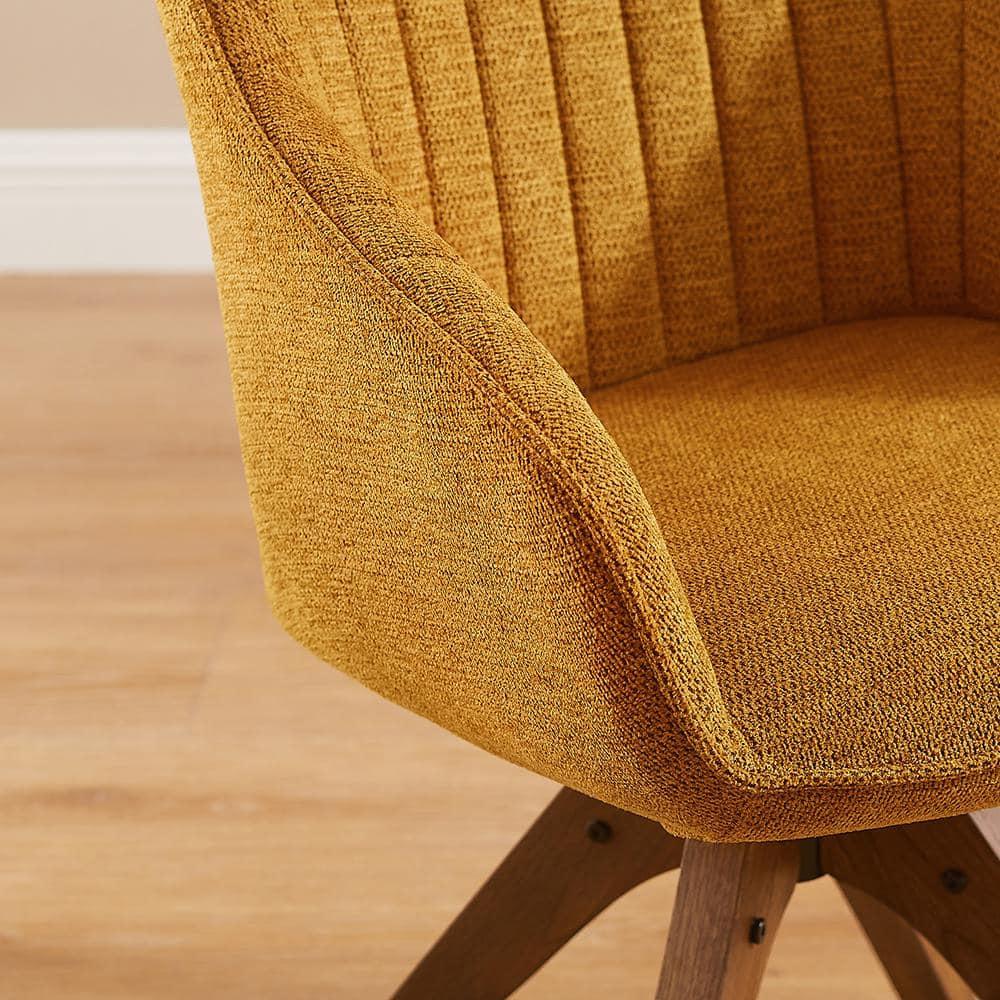 Art Leon Modern Swivel Fabric Accent Desk Chair with Beech Wood Legs, Yellow
