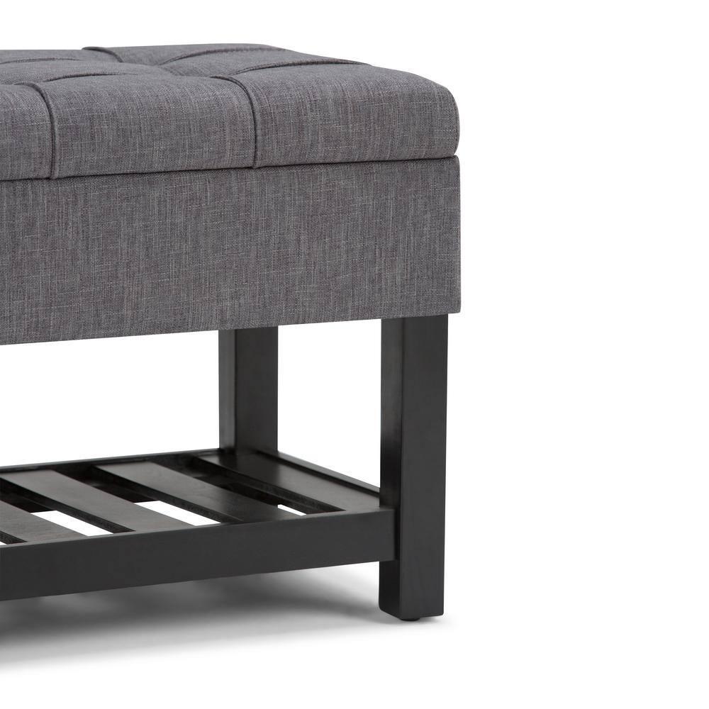 Simpli Home Saxon 43"W Tufted Transitional Storage Ottoman Bench with with Lift-Top Lid