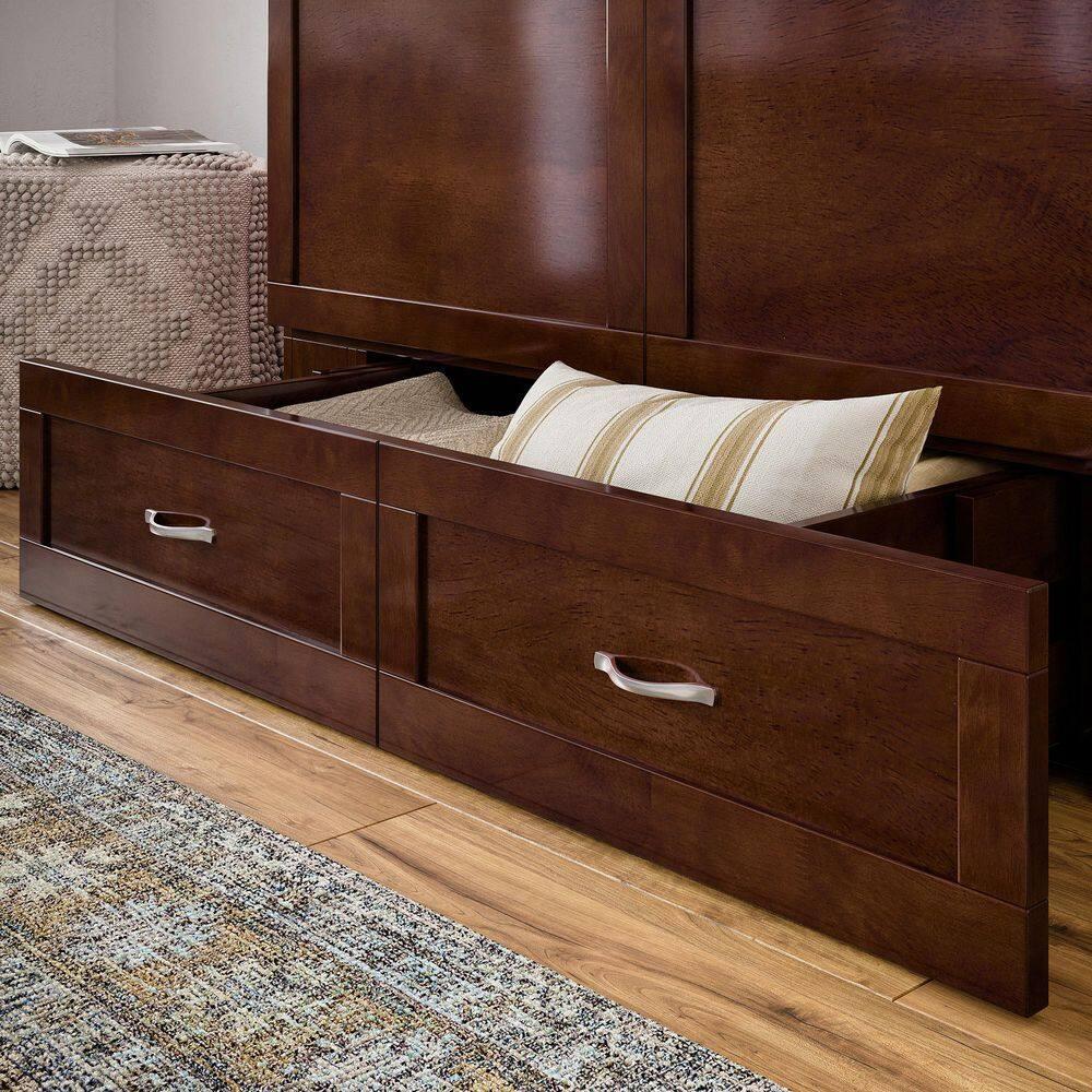 AFI Hamilton Full Solid Wood Murphy Bed Chest with Built-In Charger in Walnut