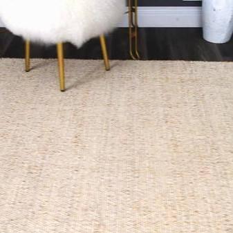 Nuloom 4 Round Elfriede Jute & Cotton Hand Woven Indoor Area Rug, Natural, Solid Rustic Farmhouse Style Natural Fiber Bedroom, Living Room,