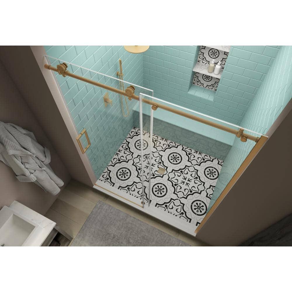 Coraline XL 56" W x 80" H Single Sliding Frameless Shower Door