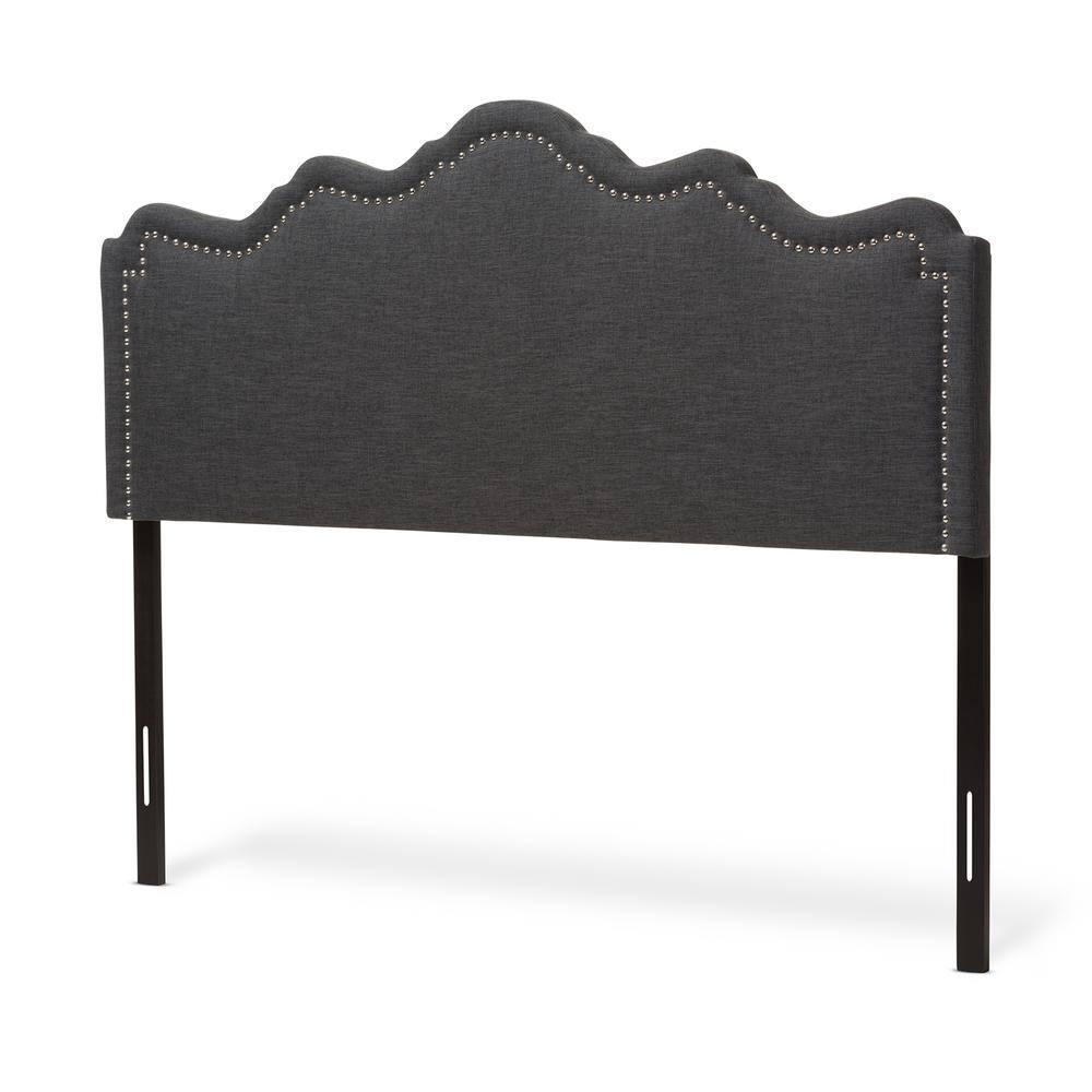 Queen Nadeen Modern Fabric Headboard with Nailhead Trim - Baxton Studio: Adjustable, Polyester, Rubberwood