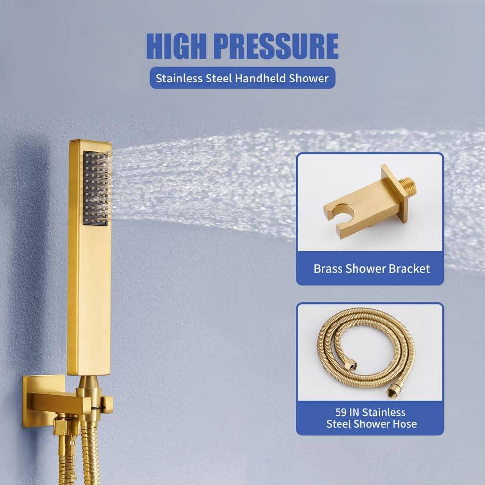 3 Functions Wall Mount Thermostatic Complete Shower System with 6 Body Jets, Rough-in Valve