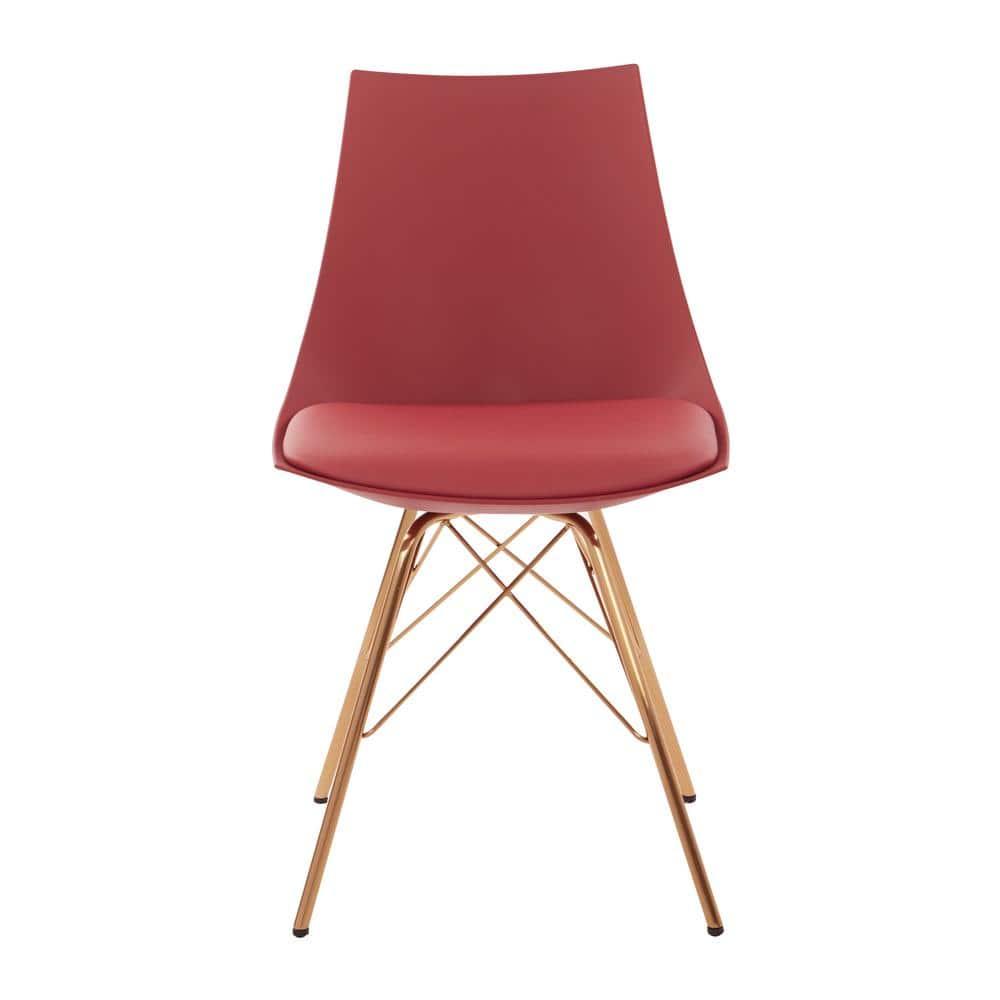 OSP Home Furnishings Oakley Chair in Desert Rose Faux Leather with Gold Chrome Base