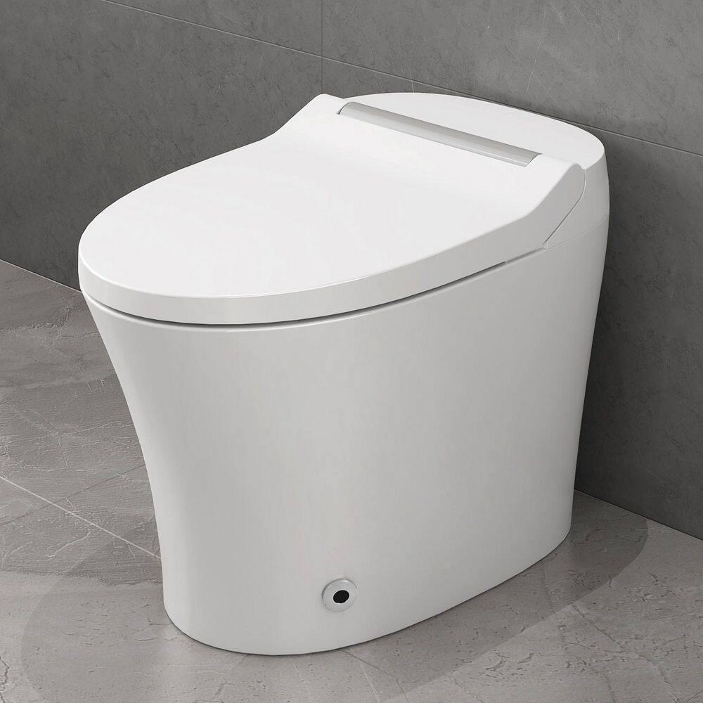 Elongated Smart Toilet Bidet with Auto Flush, Heated Seat, Seating Sensor, Foot Induction Flush