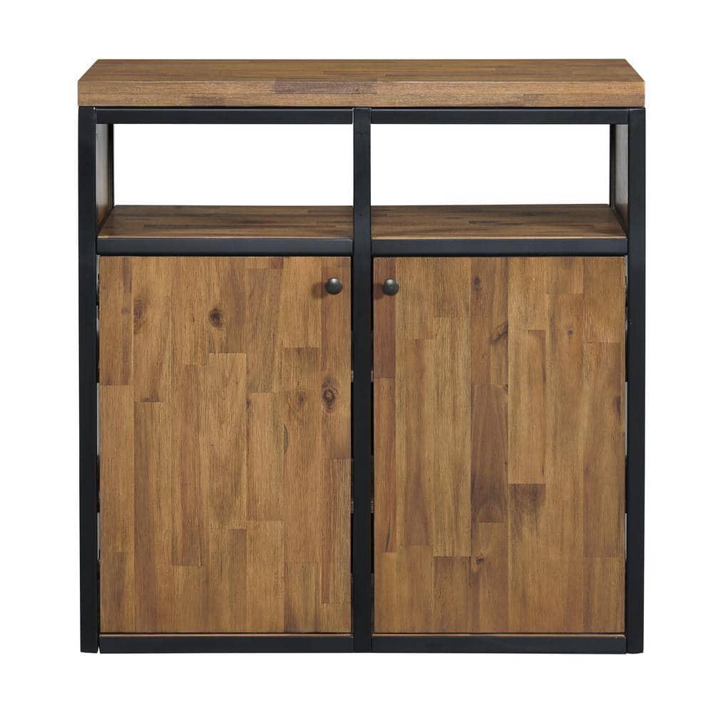 Alaterre Lloyd 31" Wide Rustic Industrial Metal Frame Shoe Storage Cabinet