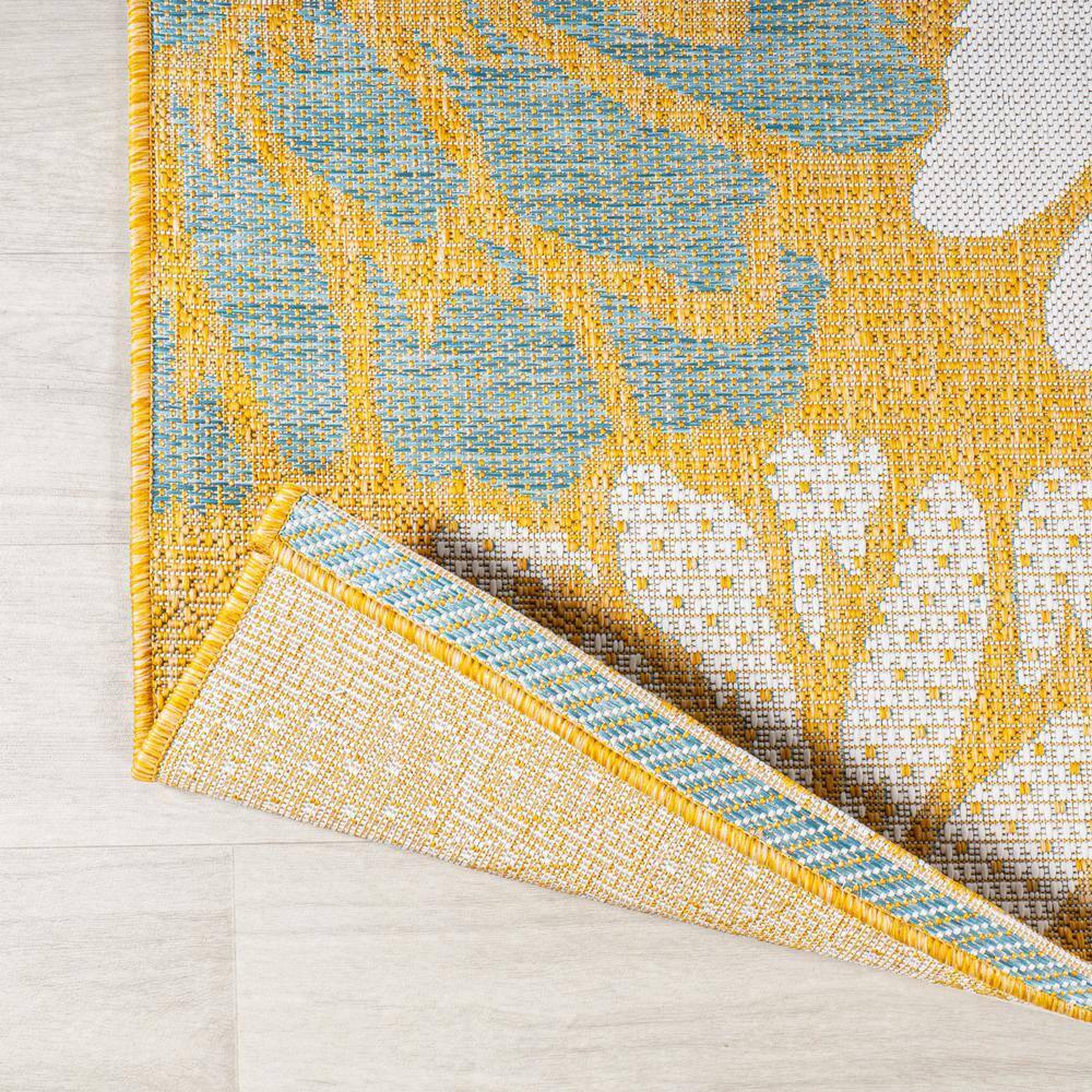 5' x 5' Zinnia Modern Floral Textured Weave Indoor/Outdoor Area Rug, Yellow/Cream - JONATHAN Y