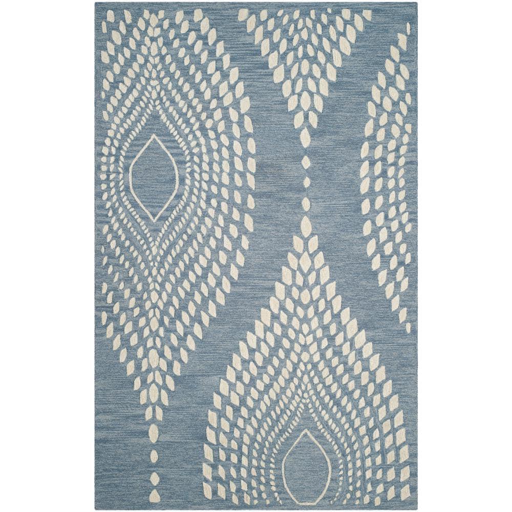 Bella BEL126 Hand Tufted Area Rug - Blue/Ivory - 5'x8' - Safavieh.