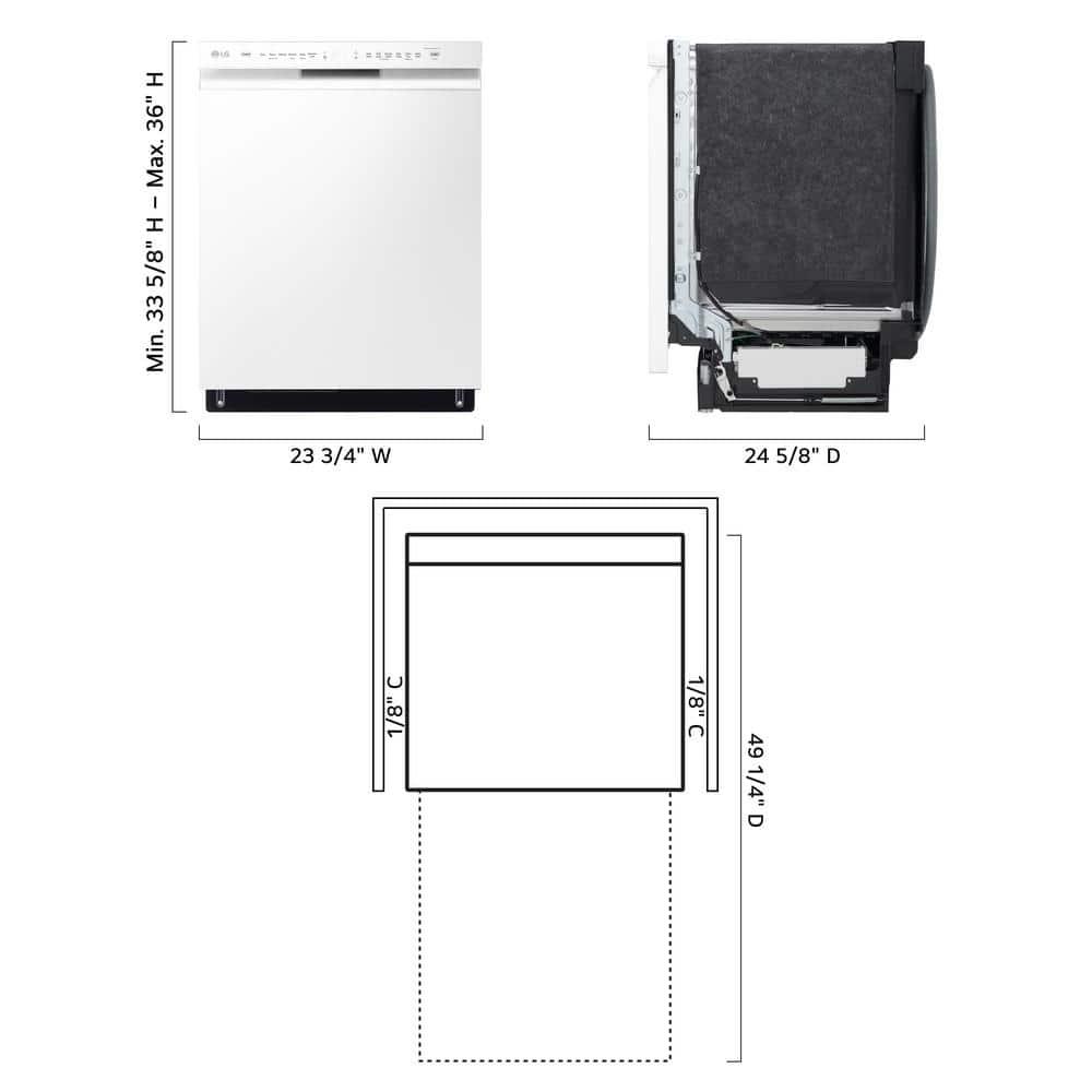 LG 24 in. PrintProof Stainless Steel Front Control Dishwasher with QuadWash, 3rd Rack & Dynamic Dry, 48 dBA
