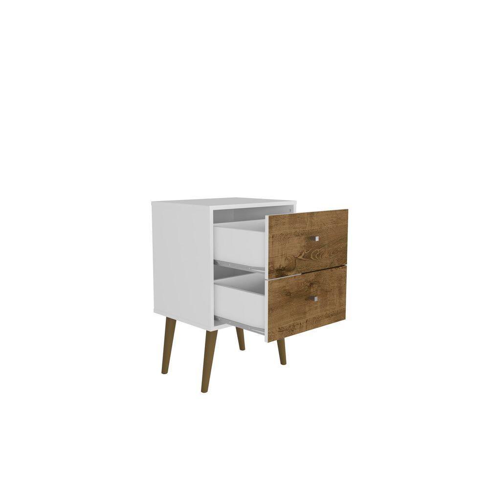 Liberty 2.0 Mid Century Modern Nightstand White/Rustic Brown - Manhattan Comfort