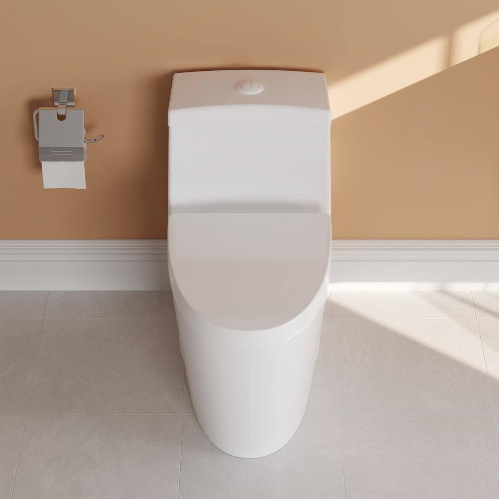 DeerValley Prism Dual-Flush Elongated One-Piece Toilet with Glazed Surface Lower Water Tank for Space Saving (Seat Included)