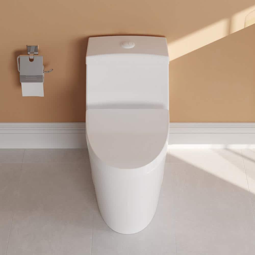 DeerValley Prism Dual-Flush Elongated One-Piece Toilet with Glazed Surface Lower Water Tank for Space Saving (Seat Included)