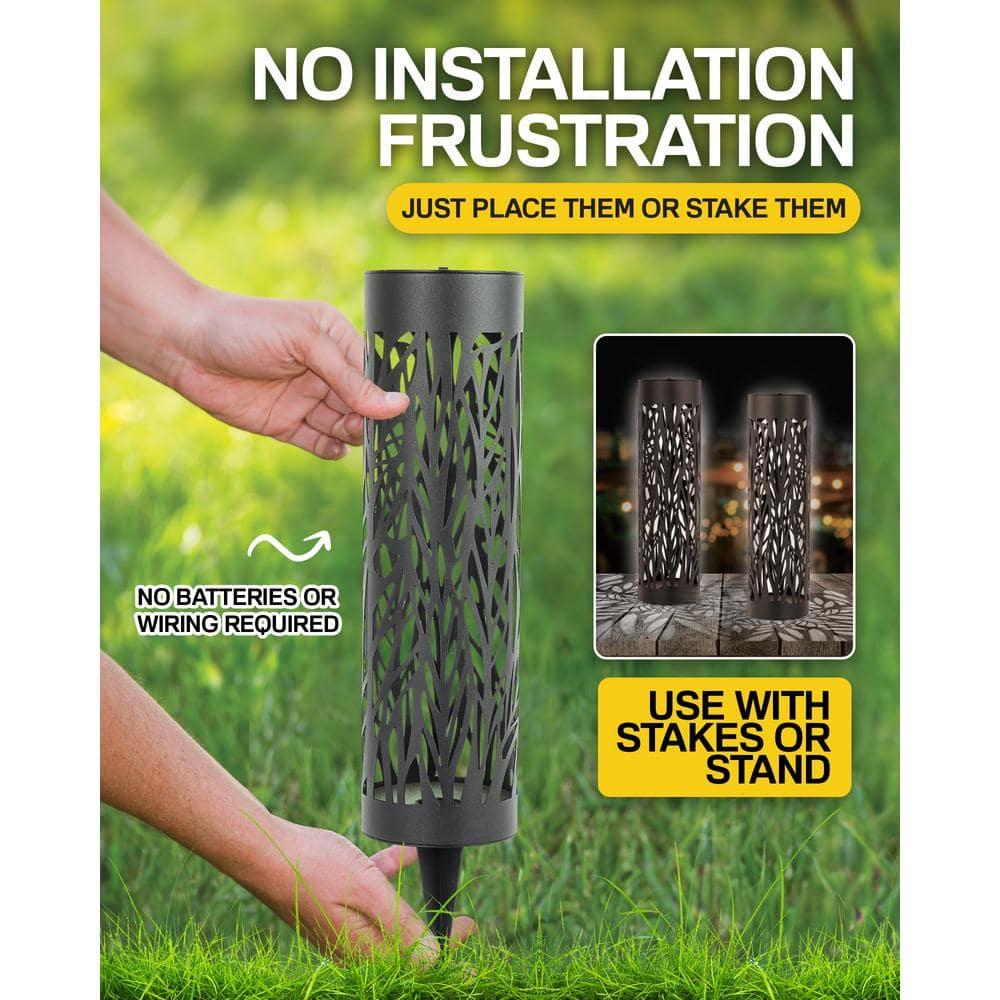 Bell + Howell Black Bollard Pathway Lights Solar Powered - Pack of 4