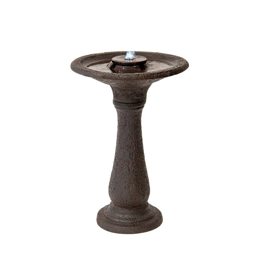"X-Brand 23.43"" Tiered Resin Birdbath Garden Waterfall Fountain, Dark Brown"