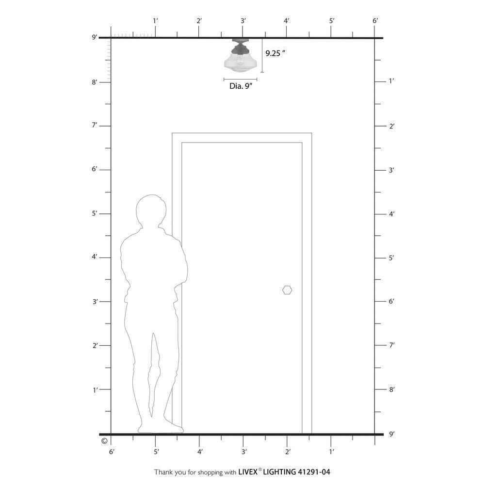 Livex Lighting Avondale 1 - Light Semi-Flush Mount in  Black