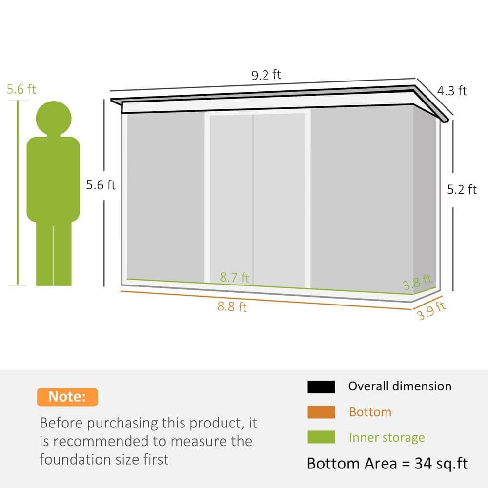 Outdoor Lean-To Metal Storage Shed