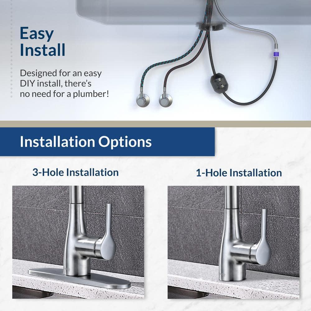 Brushed Nickel Single-Handle Pull-Down Kitchen Faucet with Touchless Activation