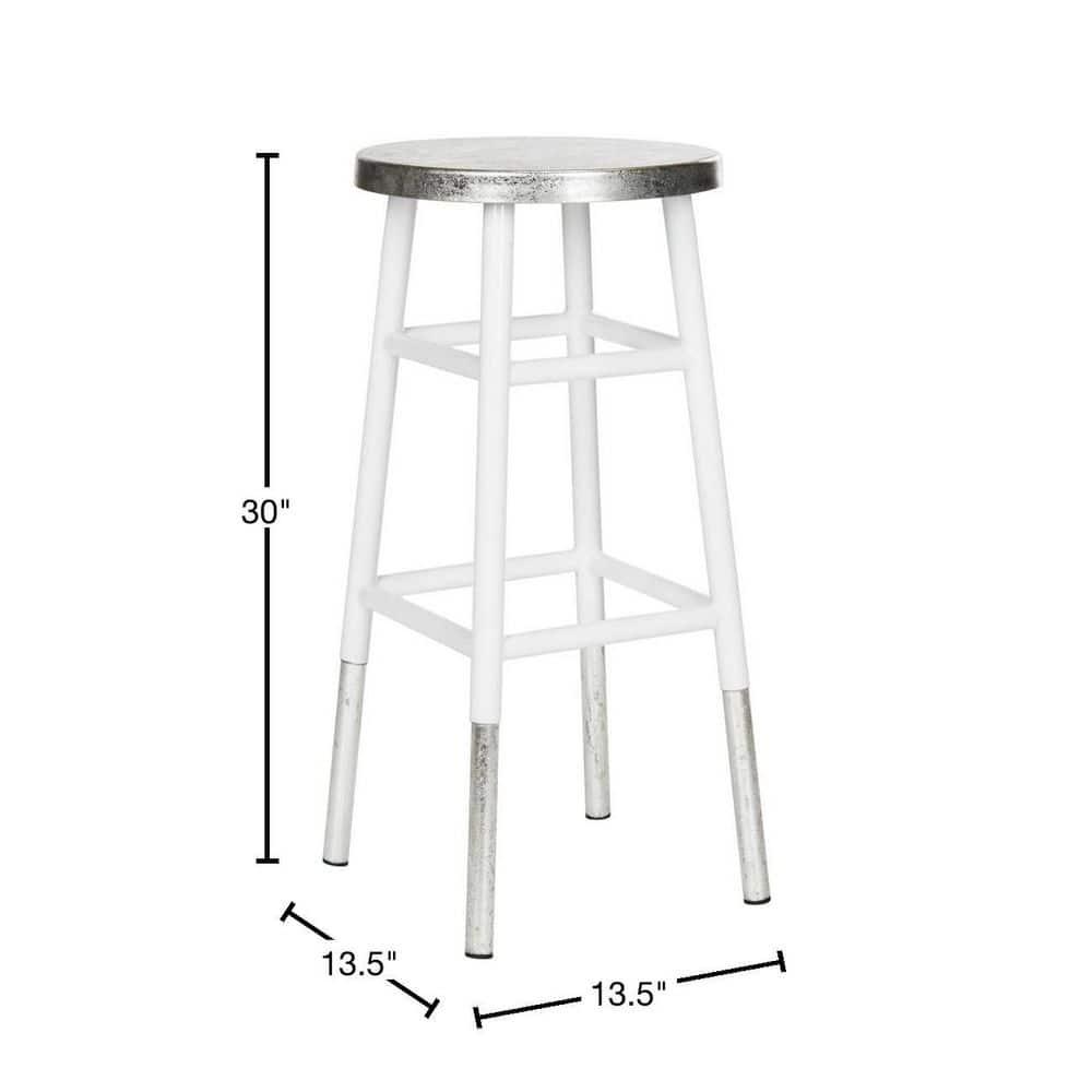 Kenzie 30''H Silver Dipped Bar Stool - FOX3212 - White - Safavieh Couture