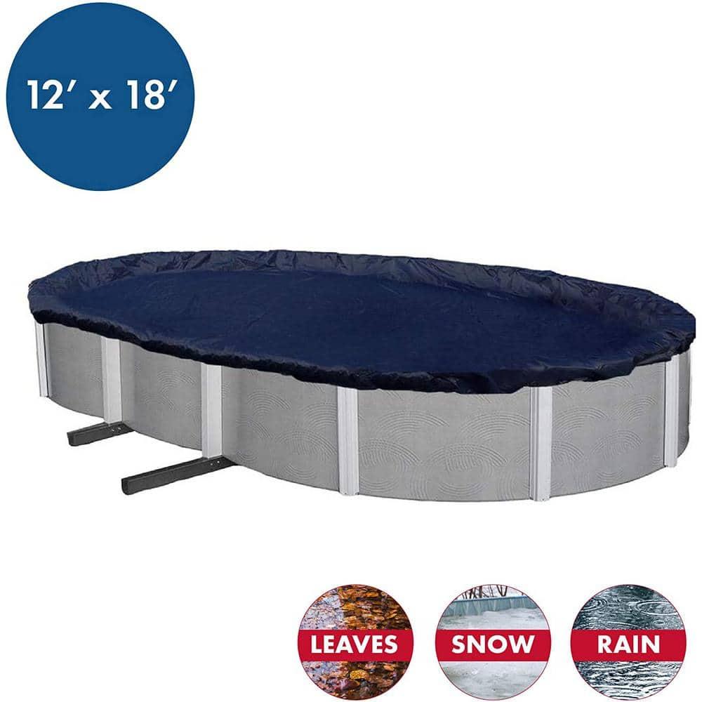 Winter Block Oval Winter Laminated Polyethylene Pool Cover, 12 x 18 ft. Aboveground Pool