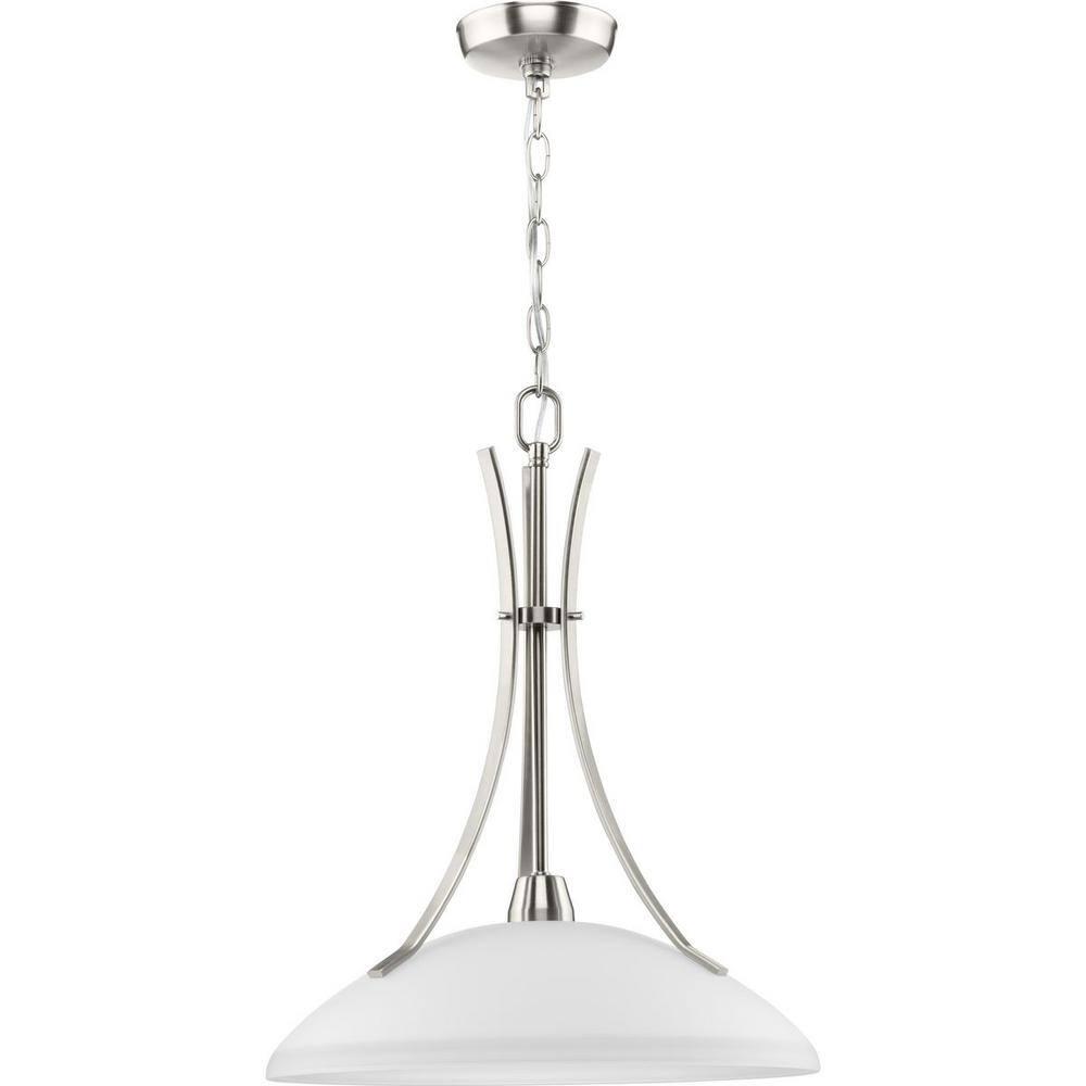 Progress Lighting Wisten 1-Light Pendant, Brushed Nickel, Etched Glass Shade Collection