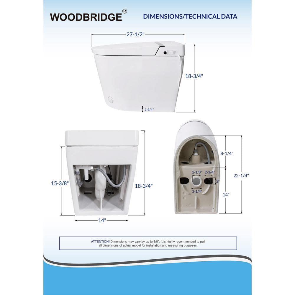 Auto Open/Close Tankless Smart Bidet Toilet with Auto Flush, Foot Sensor Function, Heated Seat,Dryer