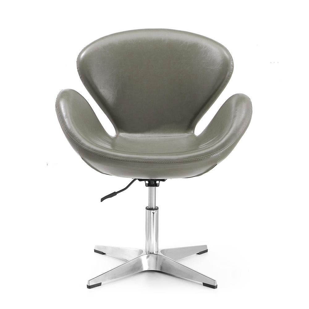 Raspberry Faux Leather Adjustable Swivel Chair Pebble - Manhattan Comfort