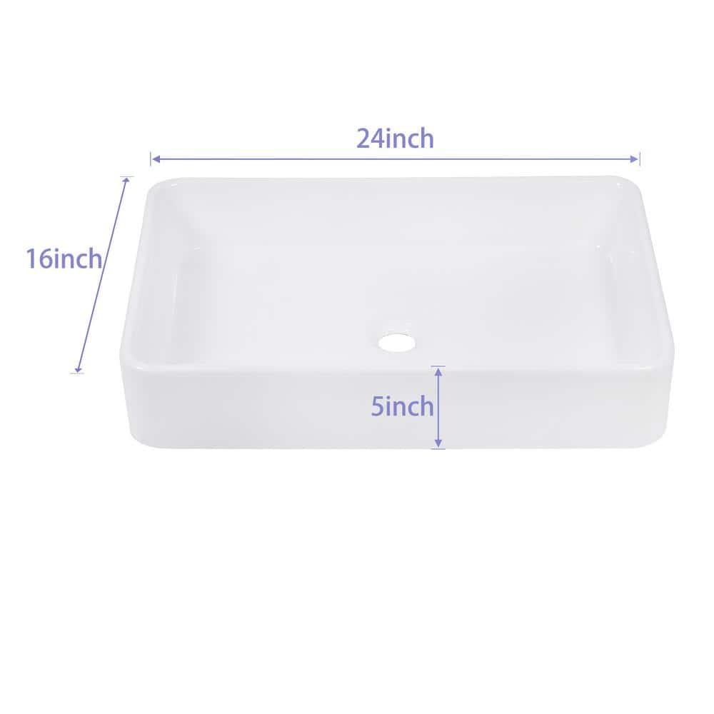 APRESSHUI 16'' Ceramic Rectangular Bathroom Sink