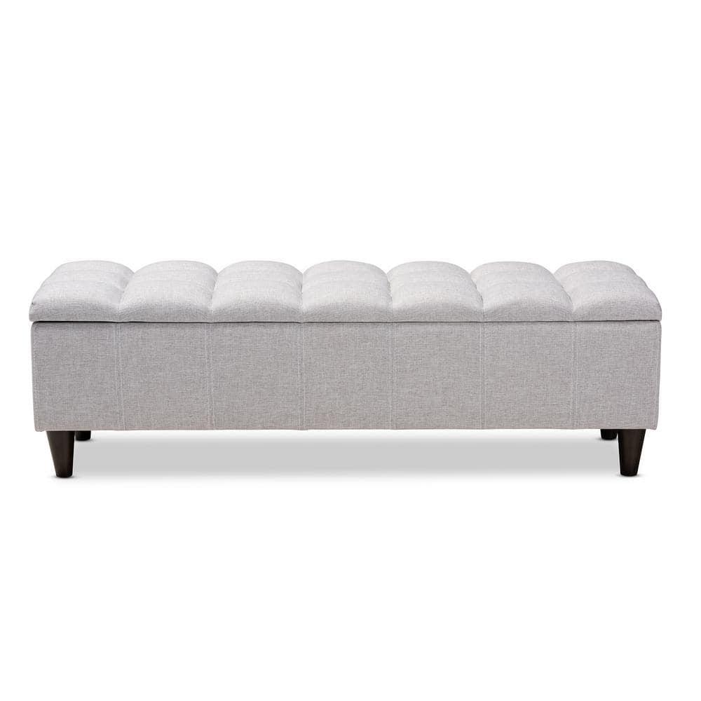 Brette Finished Wood Storage Bench Ottoman Grayish Beige - Baxton Studio: Mid-Century Modern, Bedroom & Entryway