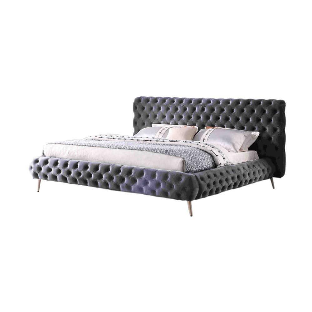 Regal Velvet Tufted Queen Platform Bed with Wood Frame