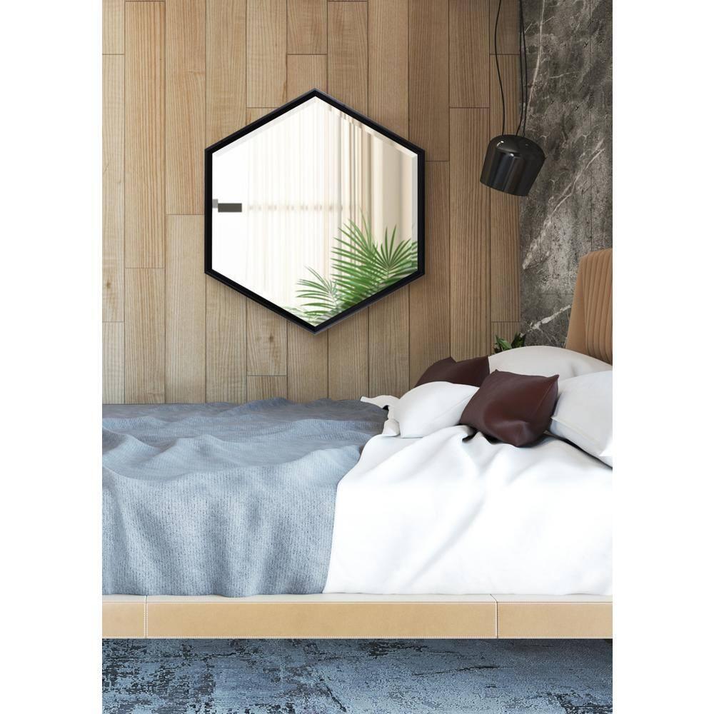 22" x 26" Calder Hexagon Wall Mirror Black - Kate & Laurel All Things Decor: Modern Style, No Assembly, Wall Mounted