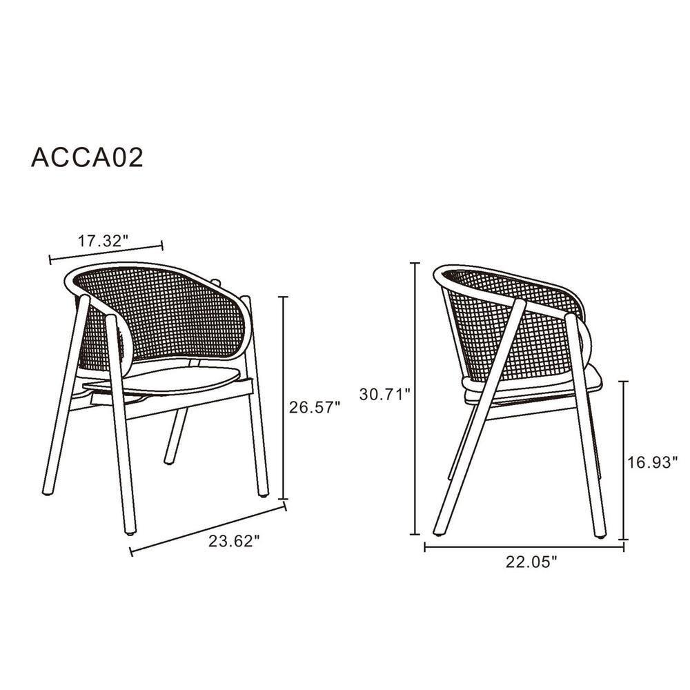 Set of 2 Versailles Wood Armchairs Black/Natural Cane - Manhattan Comfort: Solid Ash Frame, No Assembly Required